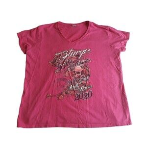 80th Anniversary STURGIS Motorcycle Rally T-Shirt 2020 Womens XL 1 Sided Pink